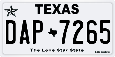 TX license plate DAP7265