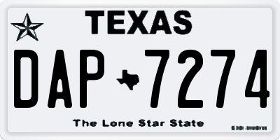 TX license plate DAP7274