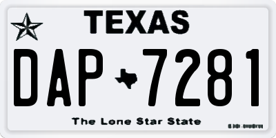 TX license plate DAP7281