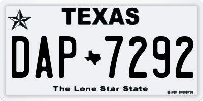 TX license plate DAP7292