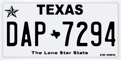 TX license plate DAP7294