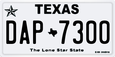 TX license plate DAP7300
