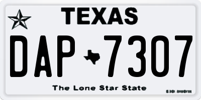 TX license plate DAP7307