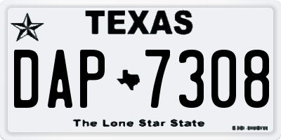 TX license plate DAP7308