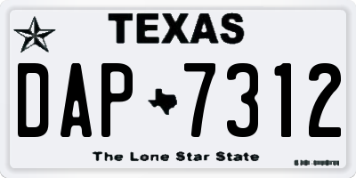 TX license plate DAP7312