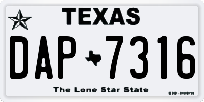TX license plate DAP7316