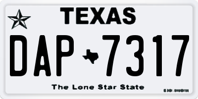 TX license plate DAP7317