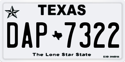 TX license plate DAP7322