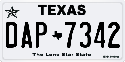 TX license plate DAP7342