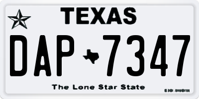 TX license plate DAP7347