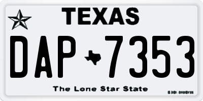 TX license plate DAP7353