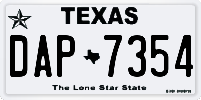 TX license plate DAP7354