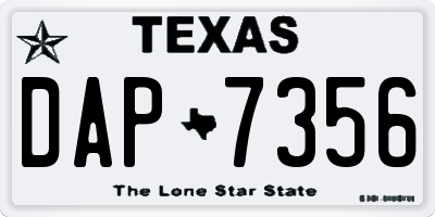 TX license plate DAP7356
