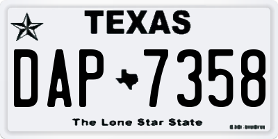 TX license plate DAP7358