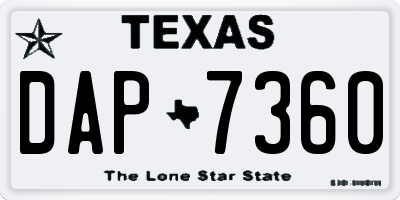 TX license plate DAP7360