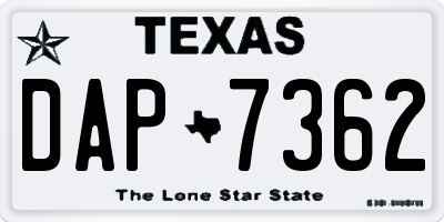 TX license plate DAP7362