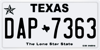 TX license plate DAP7363