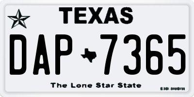 TX license plate DAP7365