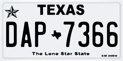 TX license plate DAP7366
