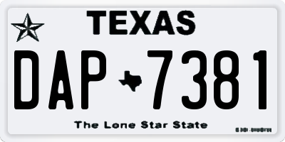 TX license plate DAP7381
