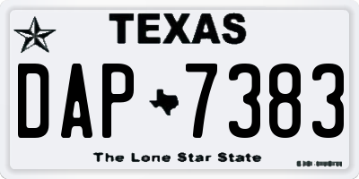 TX license plate DAP7383