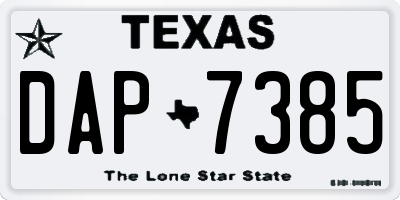 TX license plate DAP7385
