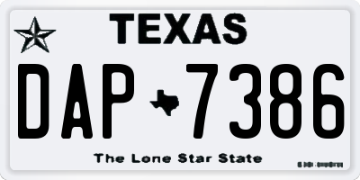 TX license plate DAP7386