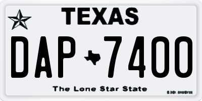 TX license plate DAP7400