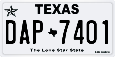 TX license plate DAP7401