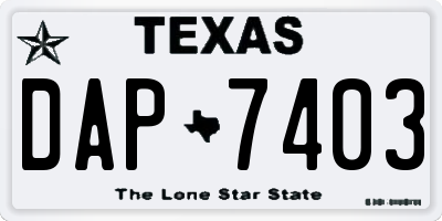 TX license plate DAP7403