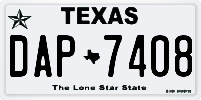 TX license plate DAP7408