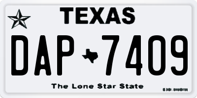 TX license plate DAP7409