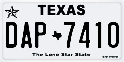 TX license plate DAP7410