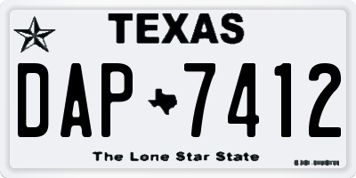 TX license plate DAP7412