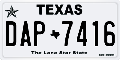 TX license plate DAP7416