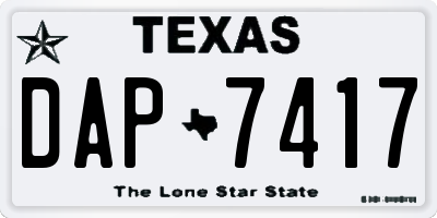 TX license plate DAP7417