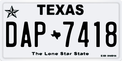 TX license plate DAP7418