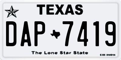 TX license plate DAP7419