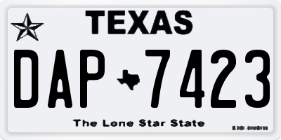 TX license plate DAP7423