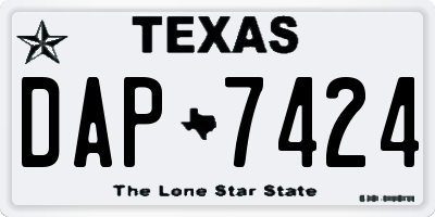 TX license plate DAP7424