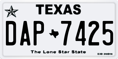TX license plate DAP7425