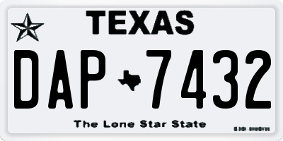 TX license plate DAP7432