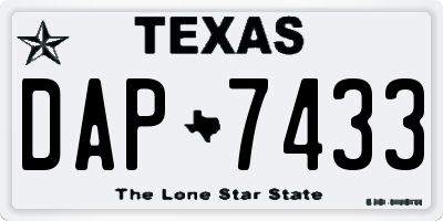 TX license plate DAP7433