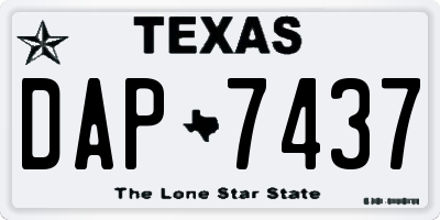TX license plate DAP7437