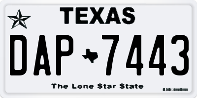 TX license plate DAP7443
