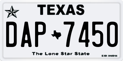 TX license plate DAP7450