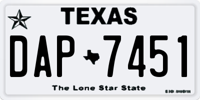 TX license plate DAP7451