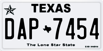 TX license plate DAP7454