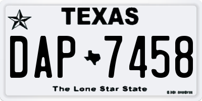 TX license plate DAP7458