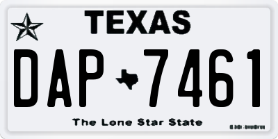TX license plate DAP7461